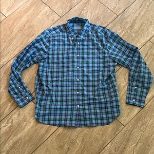 Vineyard Vines Blue and Teal Plaid Button-Down Performance Shirt